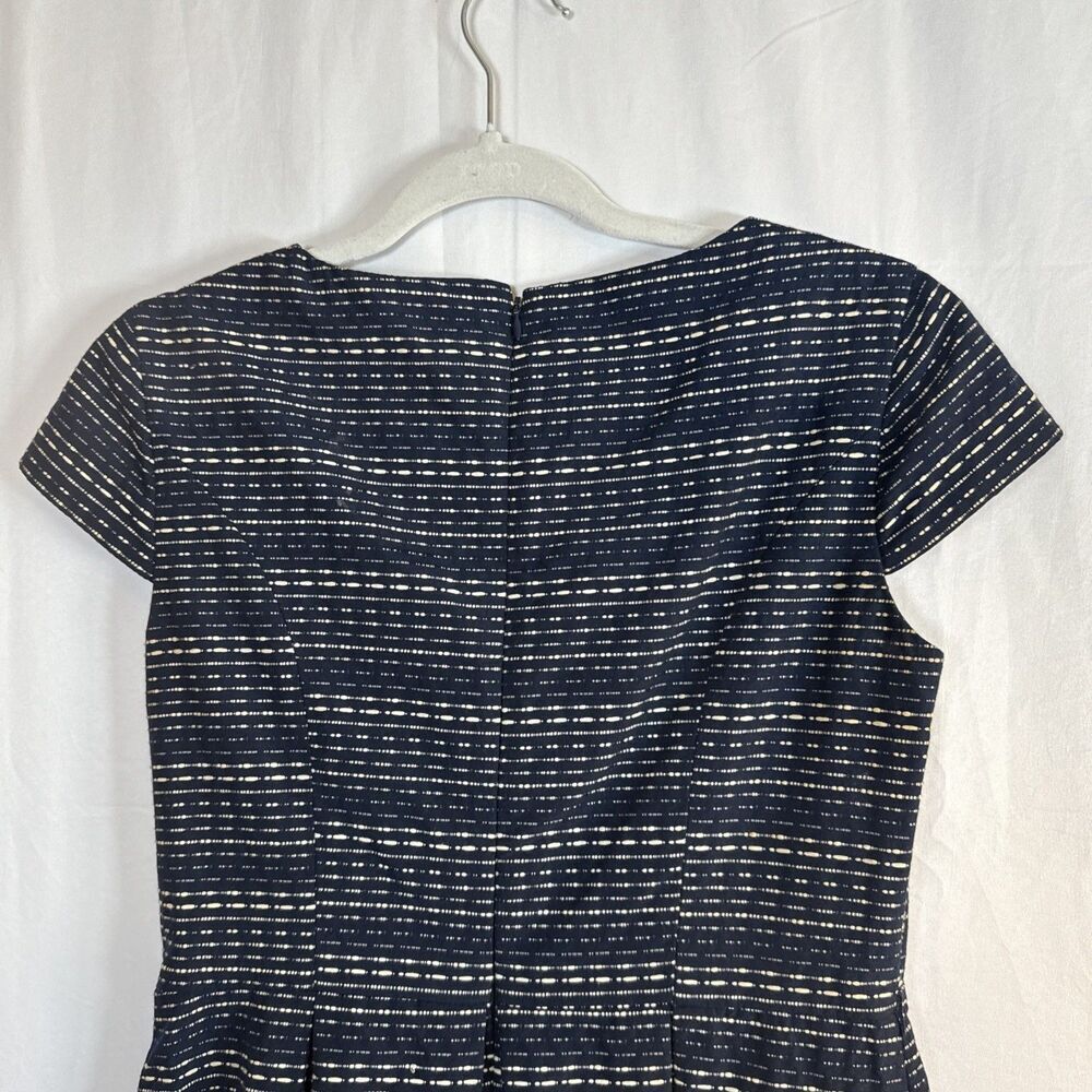 Liz Claiborne Cap Sleeve Navy Blue/Cream Striped Dress Size 4 Preowned - Picture 13 of 13